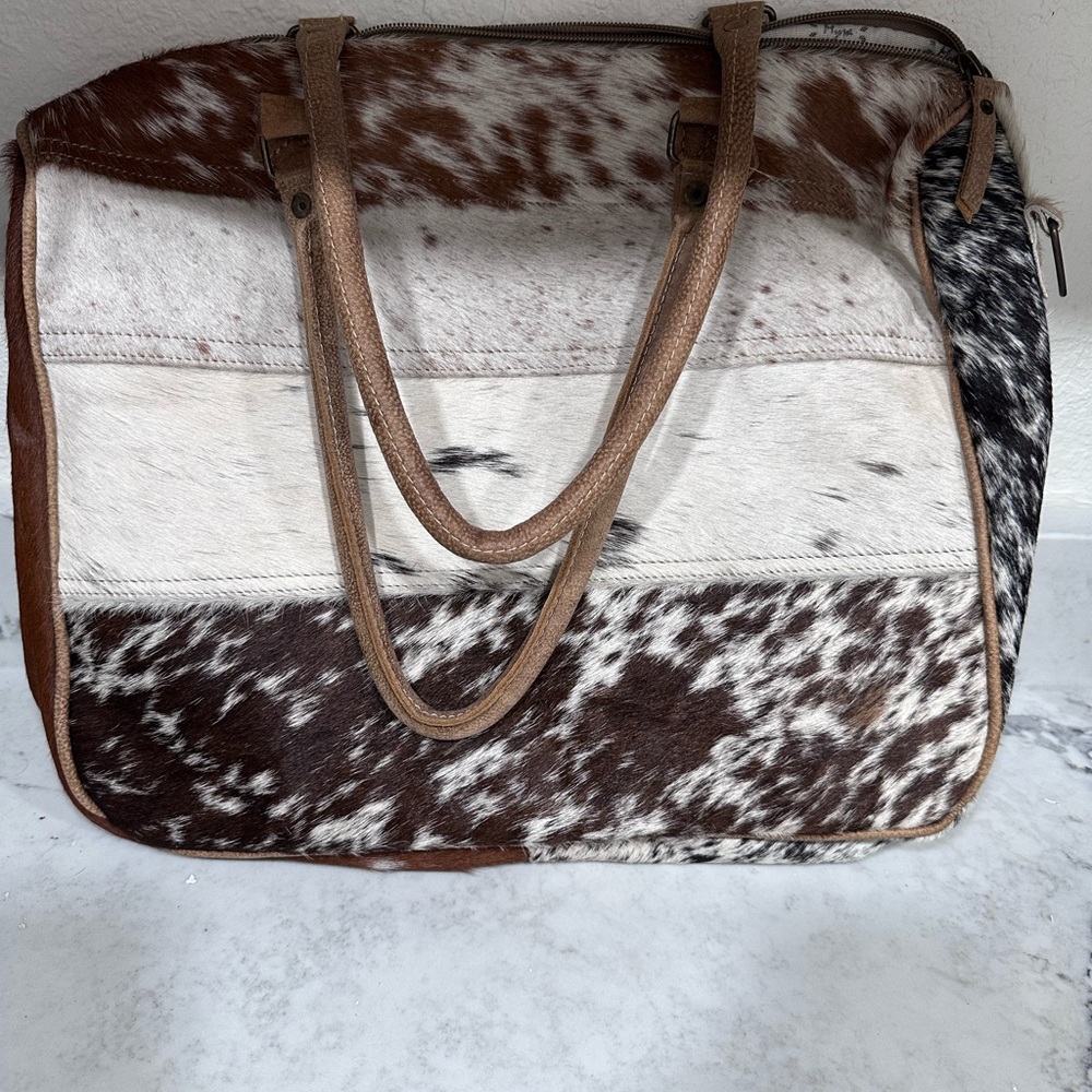 Myra Bag Tan and Cream Leather Tote
